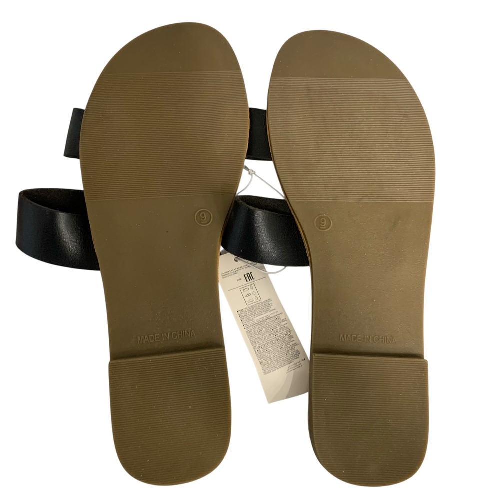 GAP Women's Double Strap Slide Sandals Black Size 9 Minimal Flat Sandals NWT - Picture 6 of 7